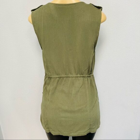ModCloth Olive Haute Utility Cargo Drape Vest small - Picture 7 of 10